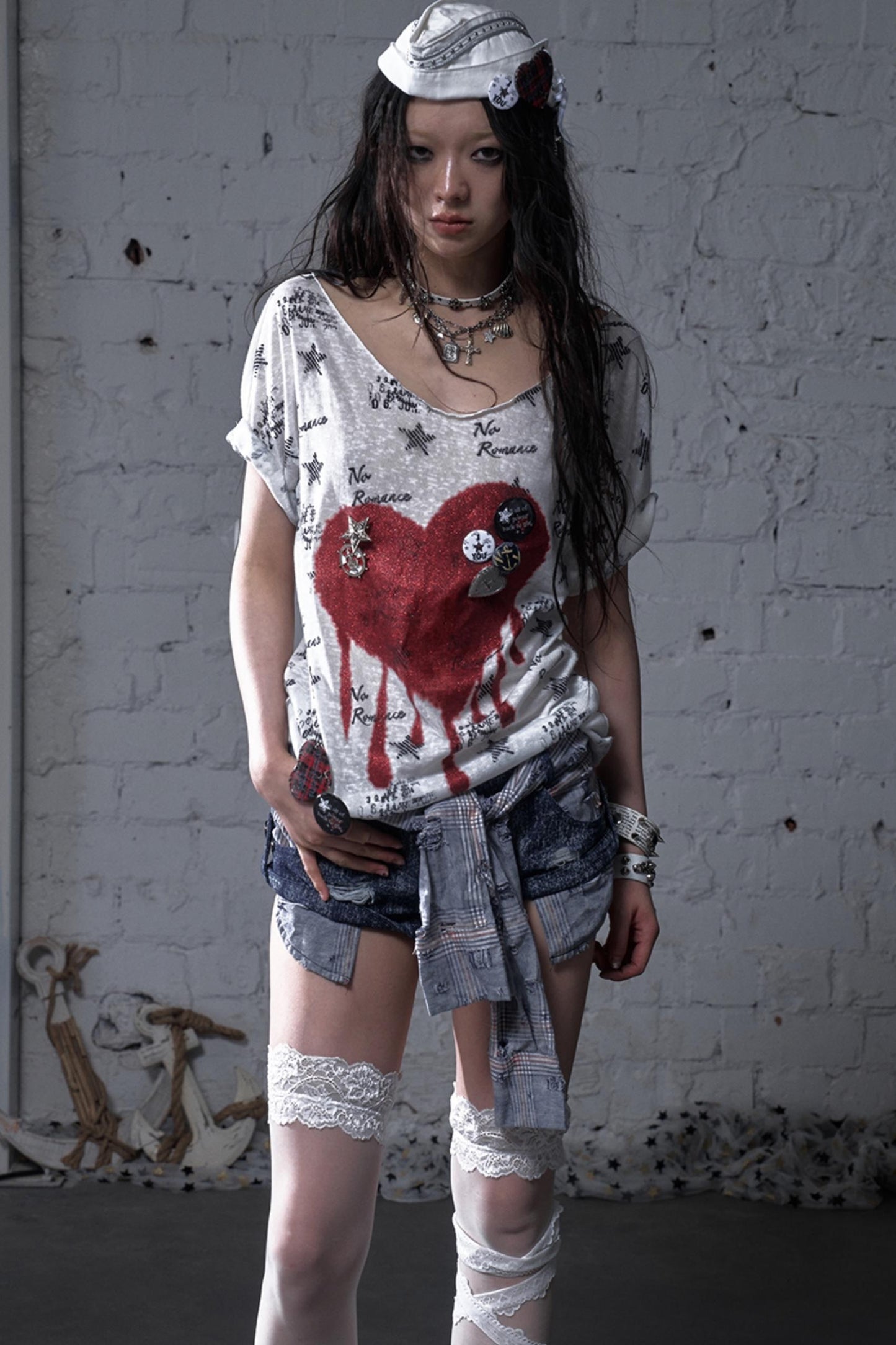 Sailor Style Printed Loose T-Shirt