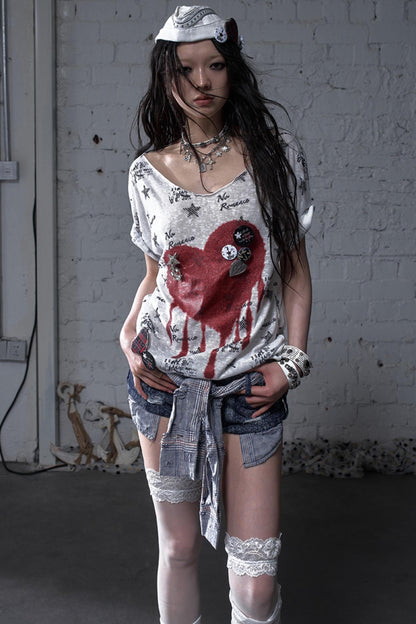 Sailor Style Printed Loose T-Shirt