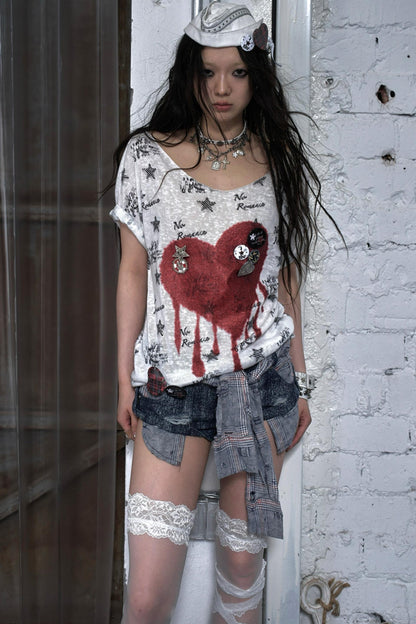 Sailor Style Printed Loose T-Shirt