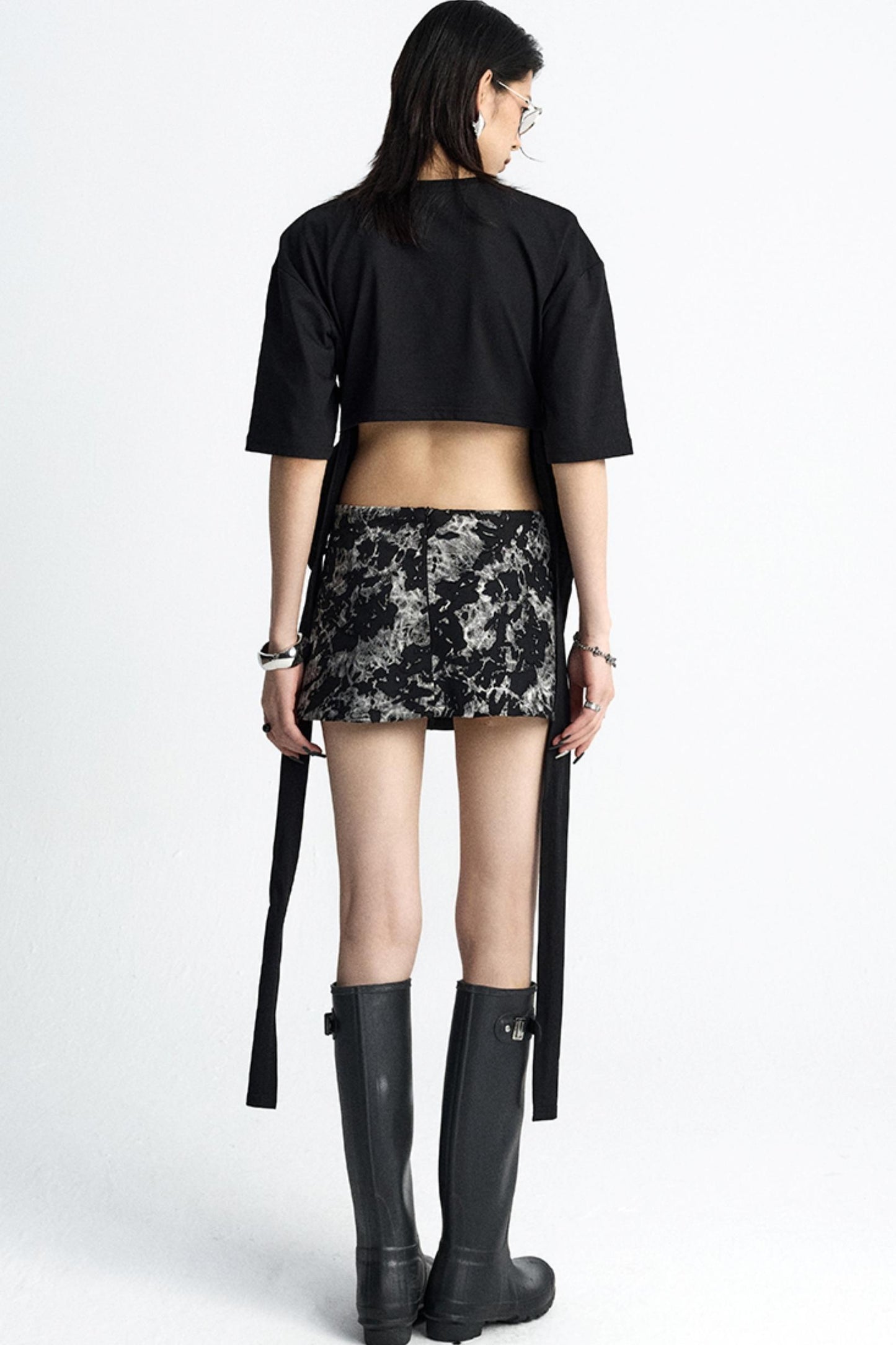 Mottled Jacquard Wrap Skirt