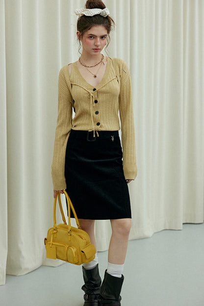 Wool Knit Cardigan Set-Up