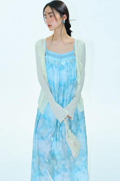 Blue Vacation Halter Dress