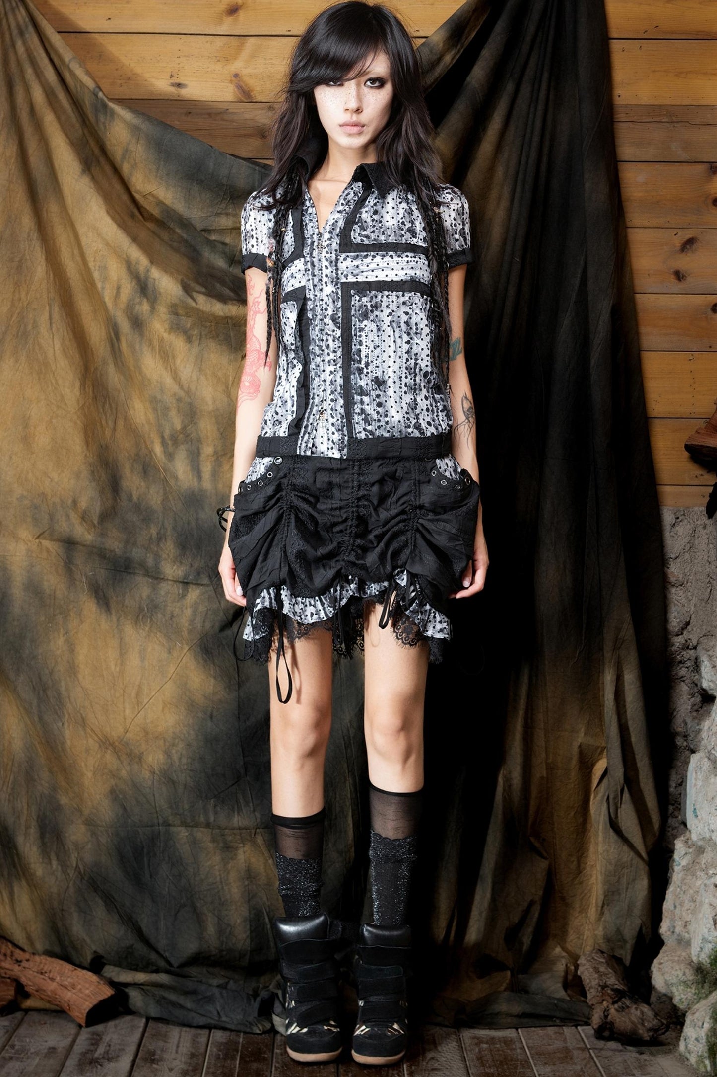 Millennium Chiffon Patch Cross Shirt