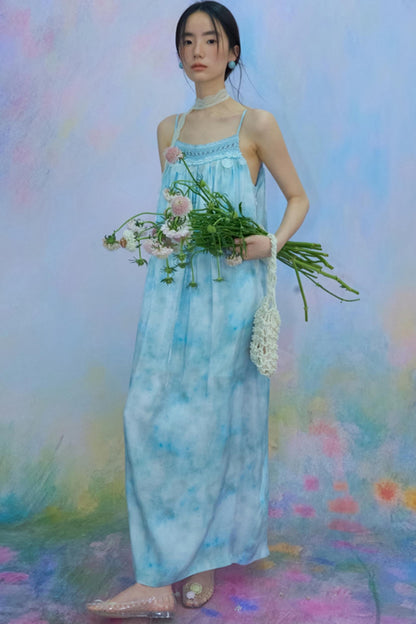 Blue Vacation Halter Dress