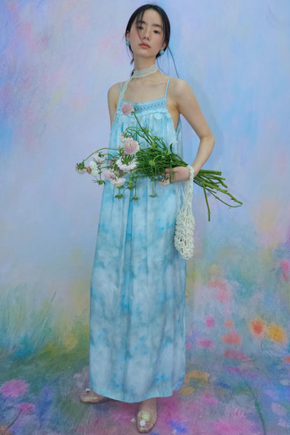 Blue Vacation Halter Dress