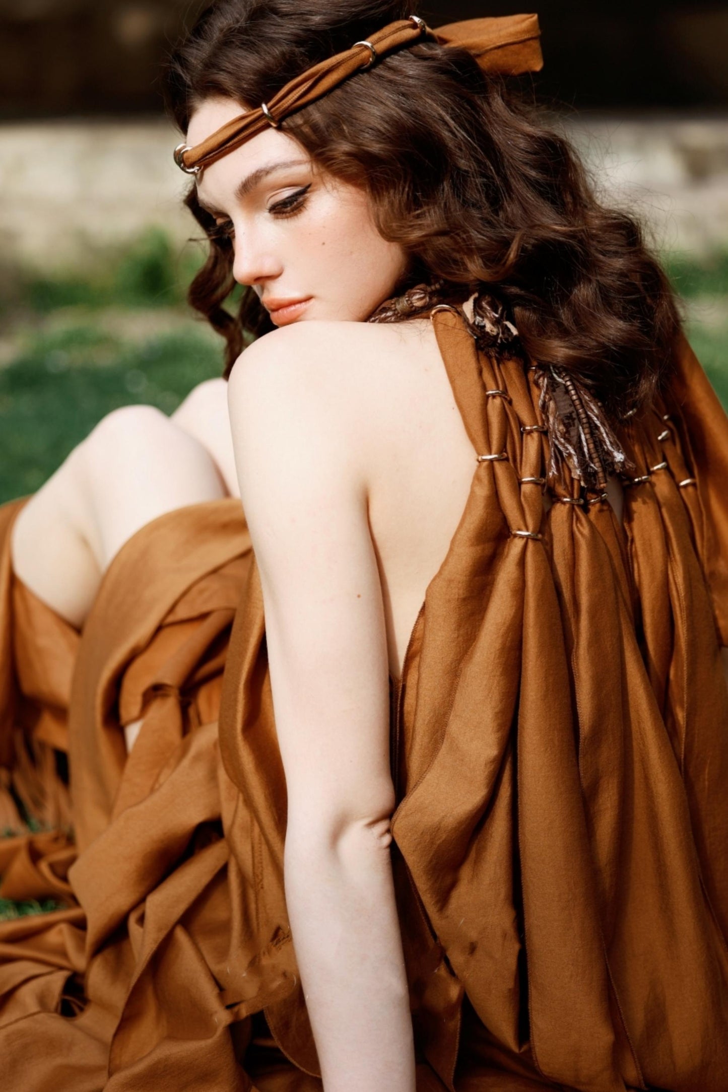 Wandering Caramel Halterneck Dress