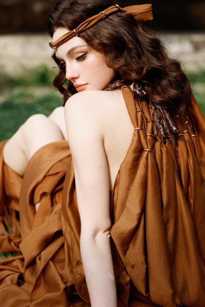 Wandering Caramel Halterneck Dress