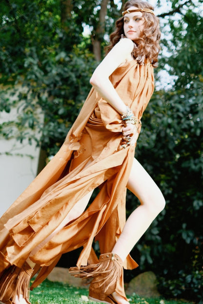 Wandering Caramel Halterneck Dress