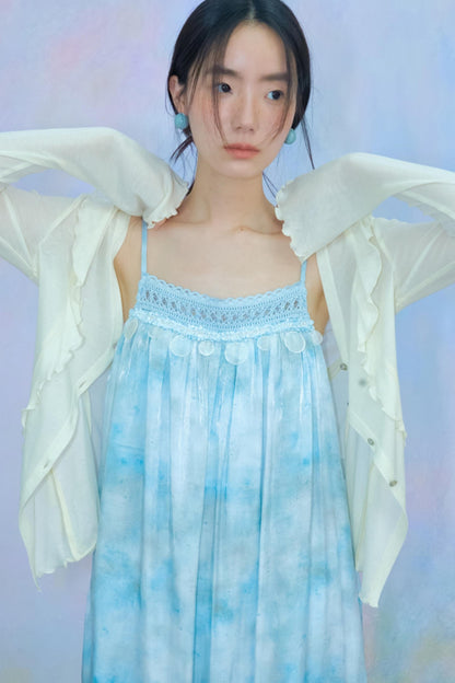 Blue Vacation Halter Dress