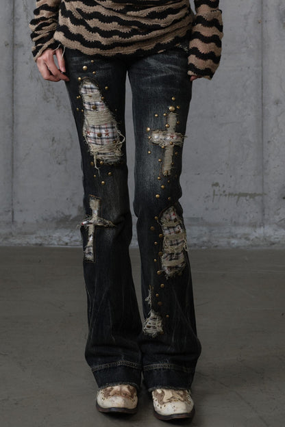 Distressed Straight Slim Jeans