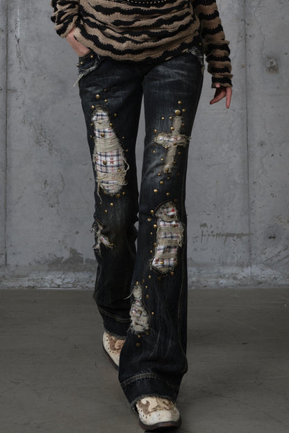 Distressed Straight Slim Jeans