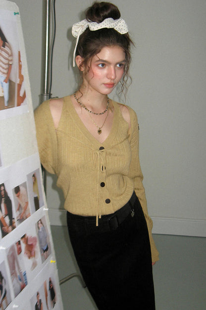 Wool Knit Cardigan Set-Up