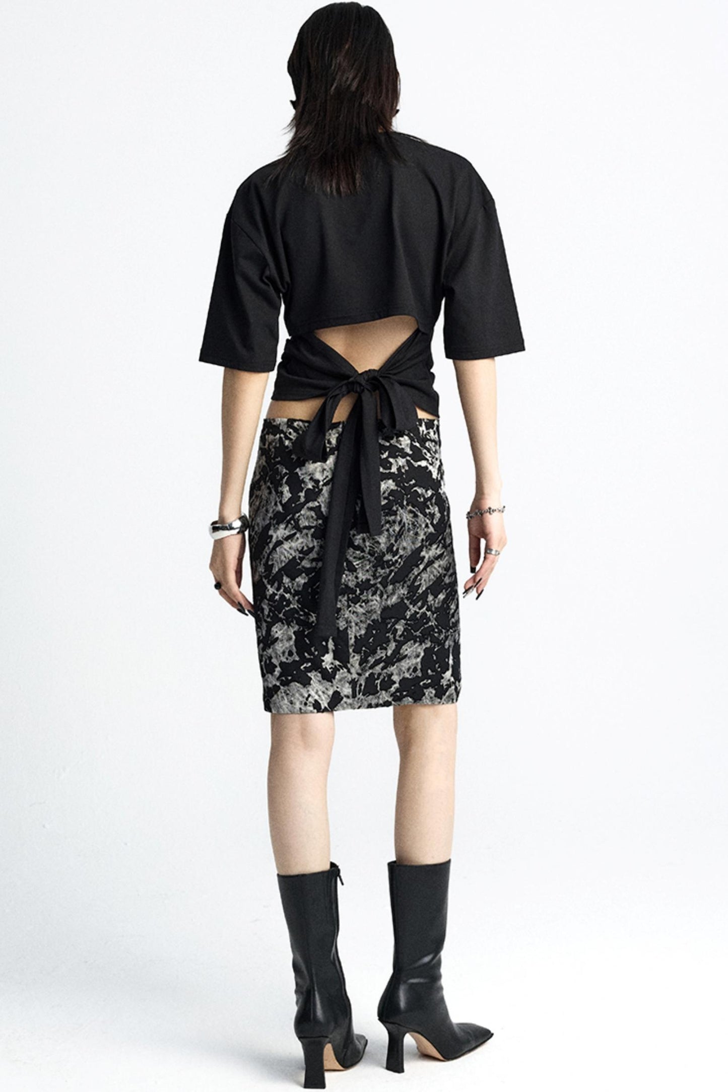 Mottled Jacquard Wrap Skirt