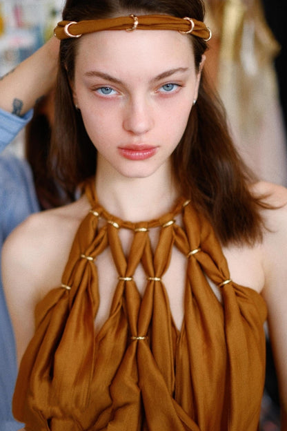 Wandering Caramel Halterneck Dress