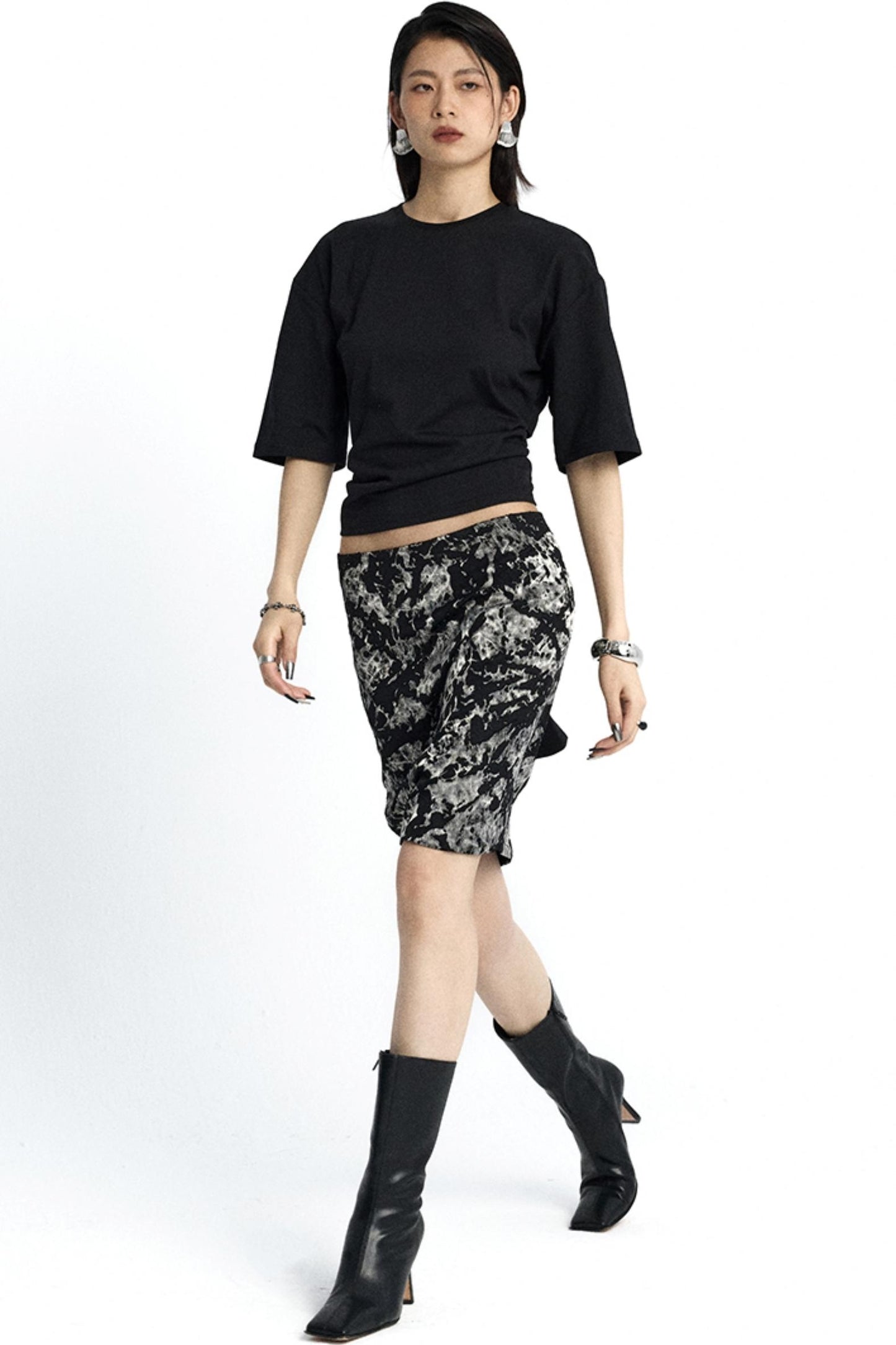 Mottled Jacquard Wrap Skirt