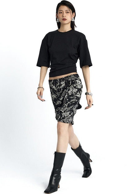 Mottled Jacquard Wrap Skirt