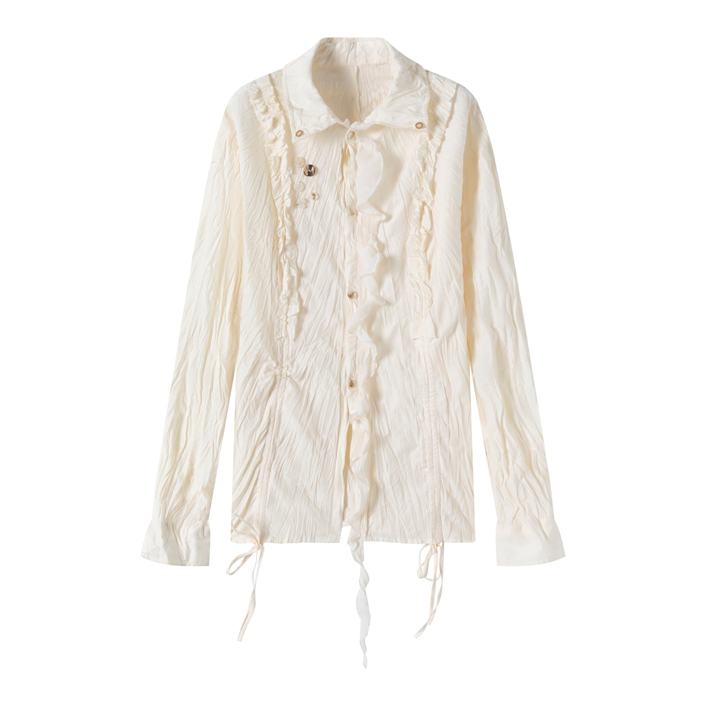 Wander Pleated Distressed Chiffon Shirt
