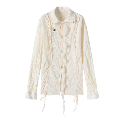 Wander Pleated Distressed Chiffon Shirt