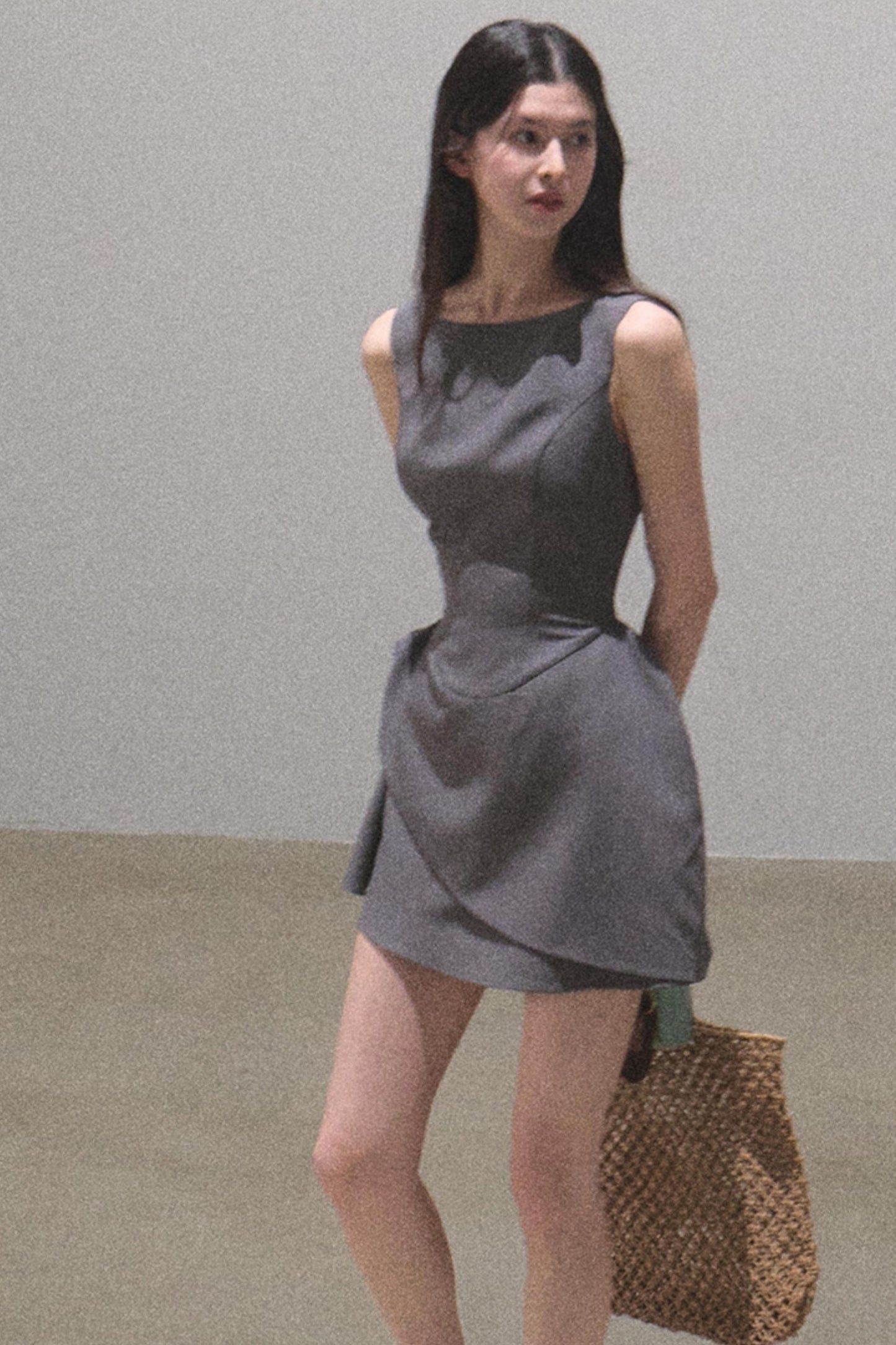 Detachable Collar Wool Dress