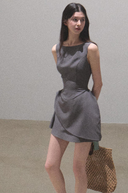 Detachable Collar Wool Dress
