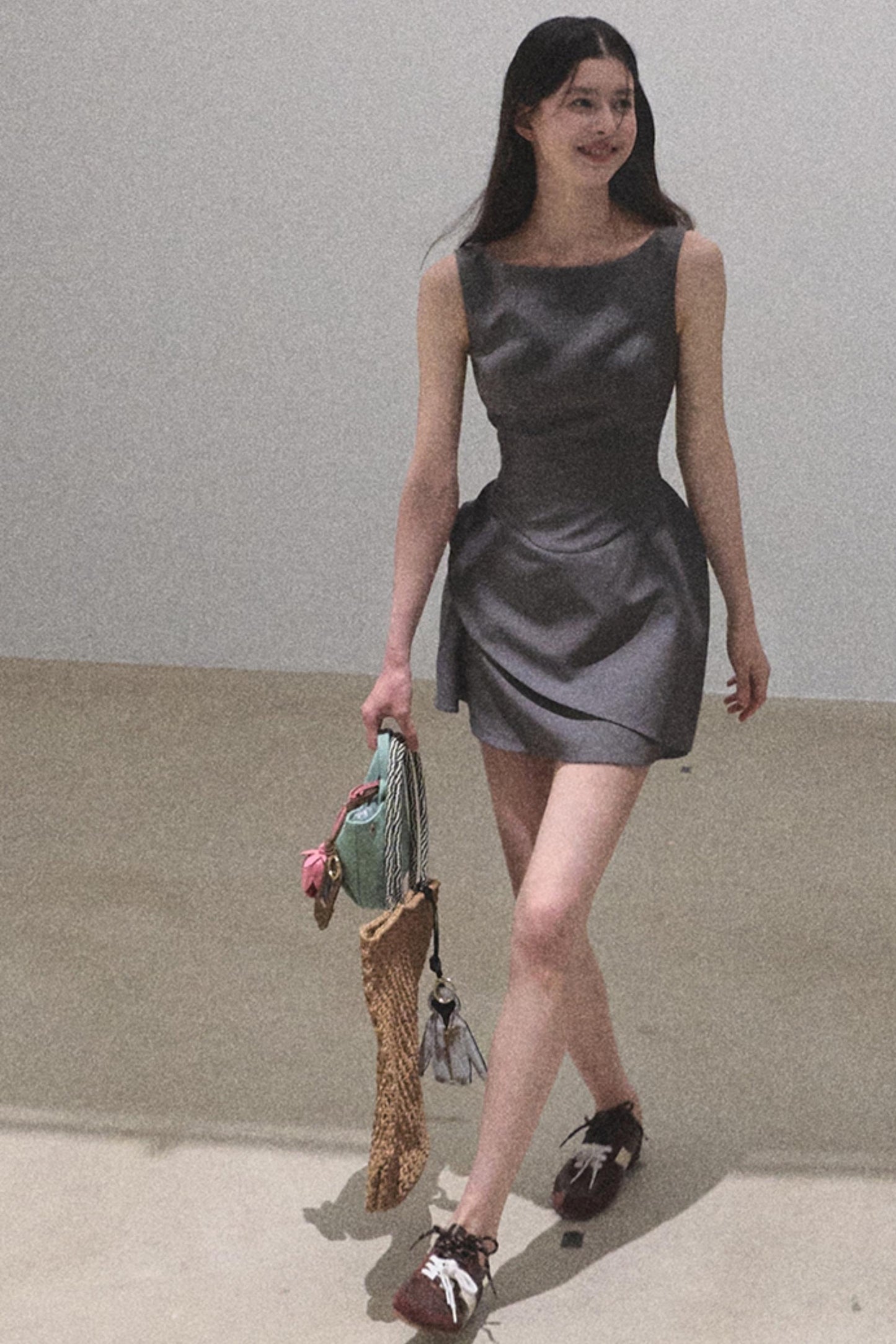 Detachable Collar Wool Dress