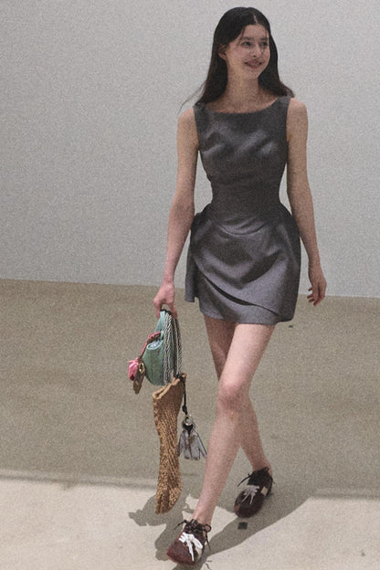 Detachable Collar Wool Dress