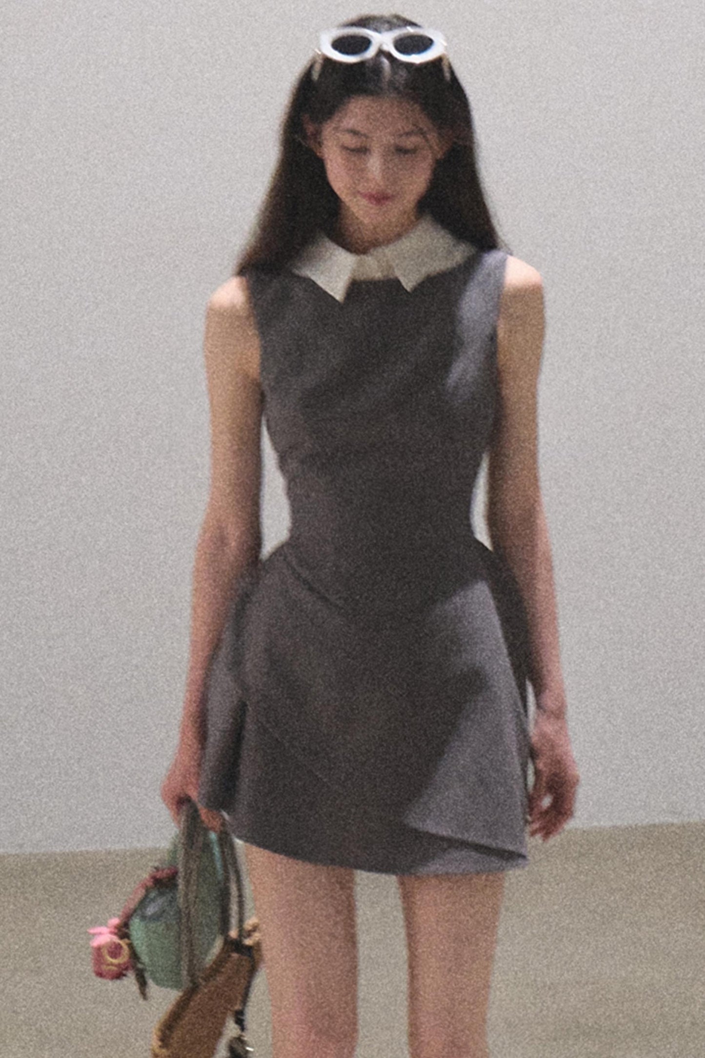 Detachable Collar Wool Dress