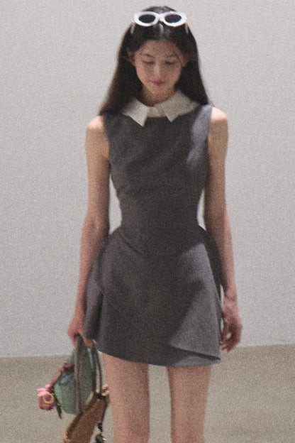 Detachable Collar Wool Dress