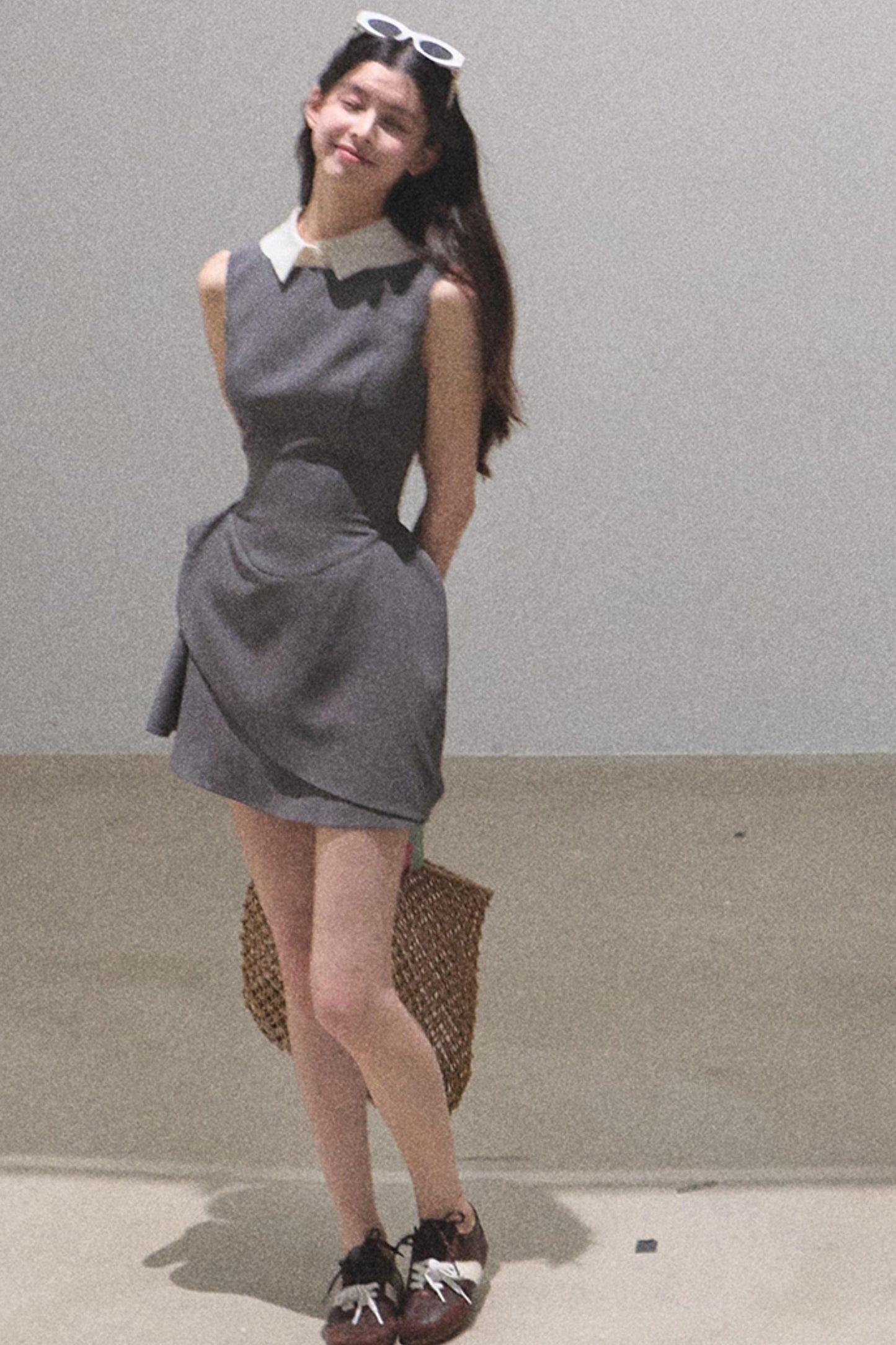 Detachable Collar Wool Dress