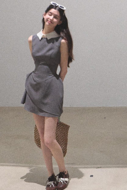 Detachable Collar Wool Dress