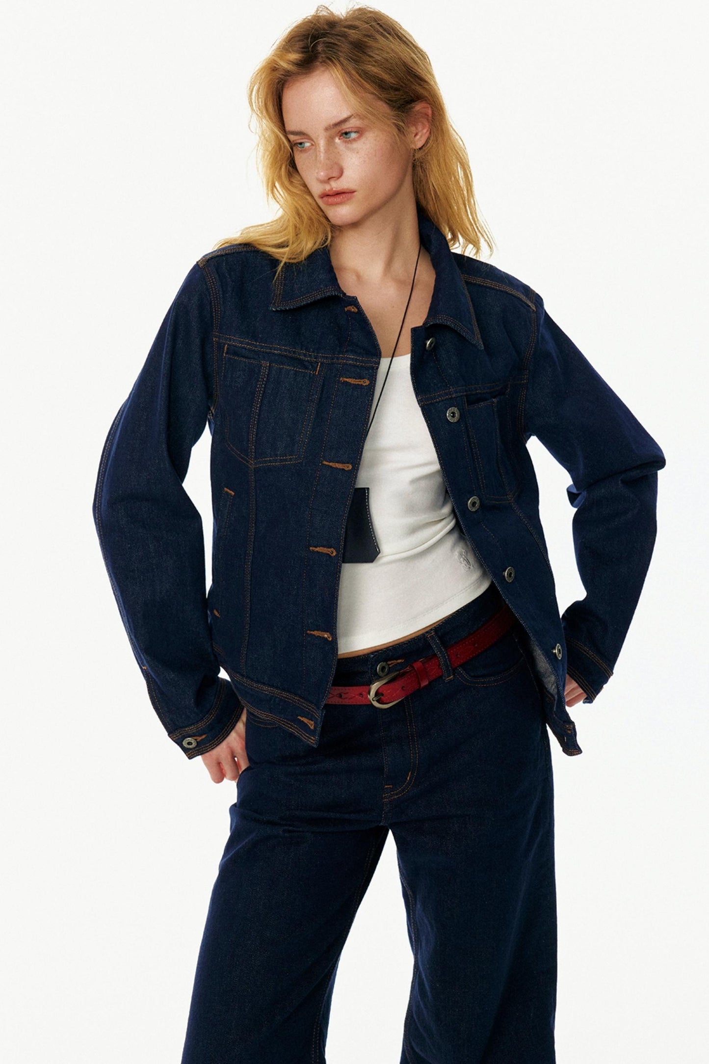 EINEN POSEN EINNEHMEN RETRO EINFACH CHIC JACKEN GEWASCHEN NICHT AUSFÄRBEND DENIM BOOTCUT HOSENSET 