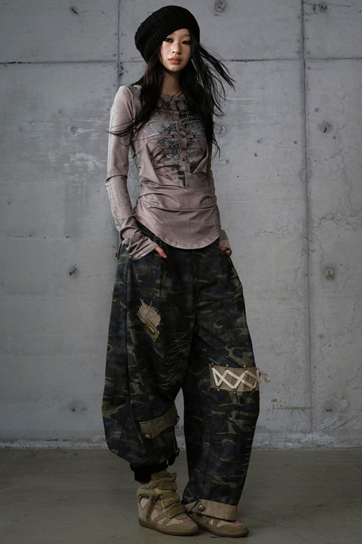 Heavy Industry Embroidery Camouflage Trousers