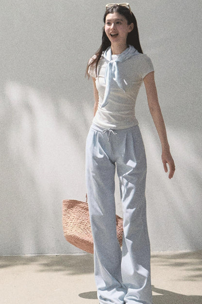 Cotton V-Neck Wide Leg Set-Up