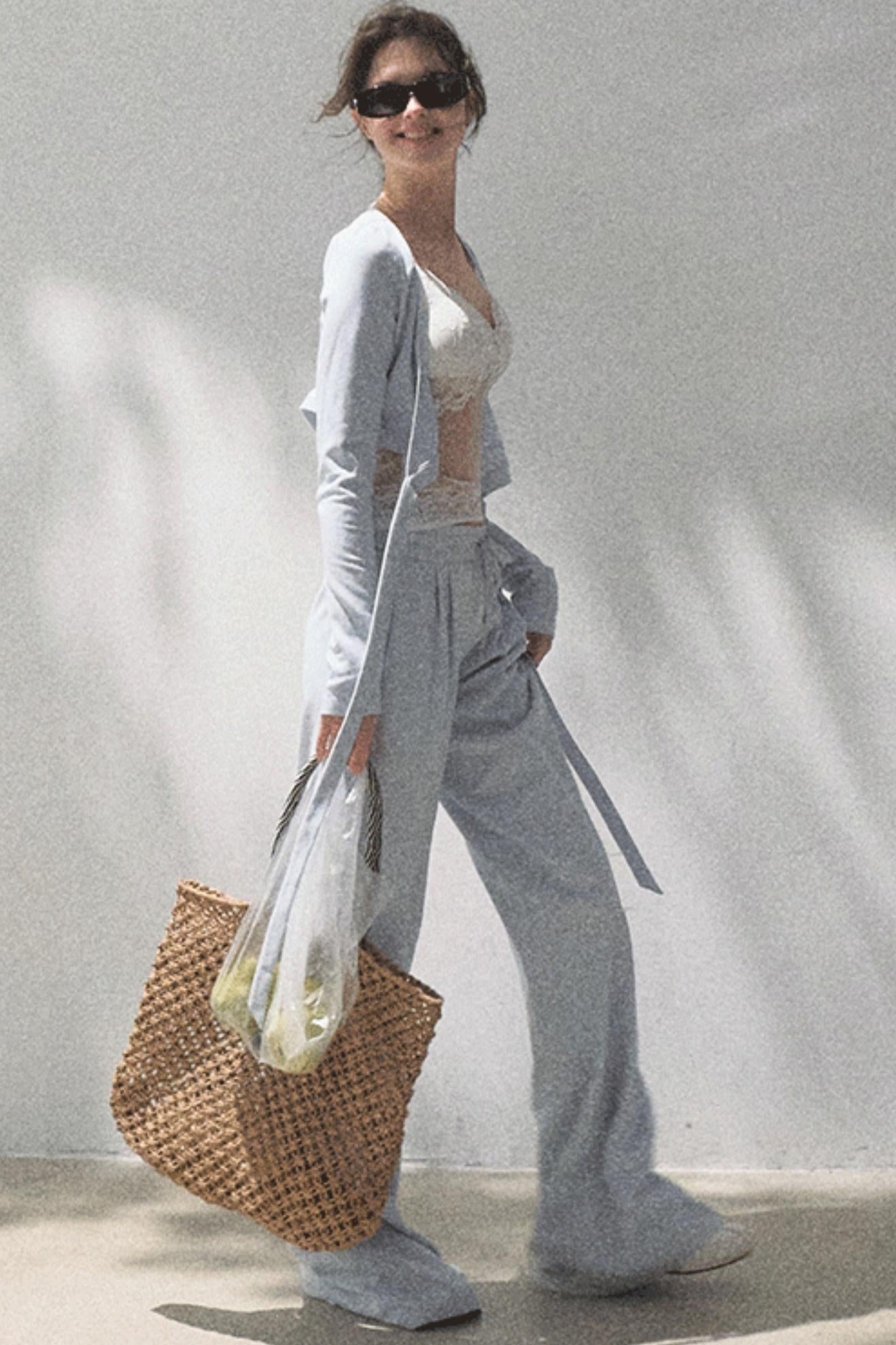 Cotton V-Neck Wide Leg Set-Up