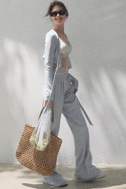 Cotton V-Neck Wide Leg Set-Up