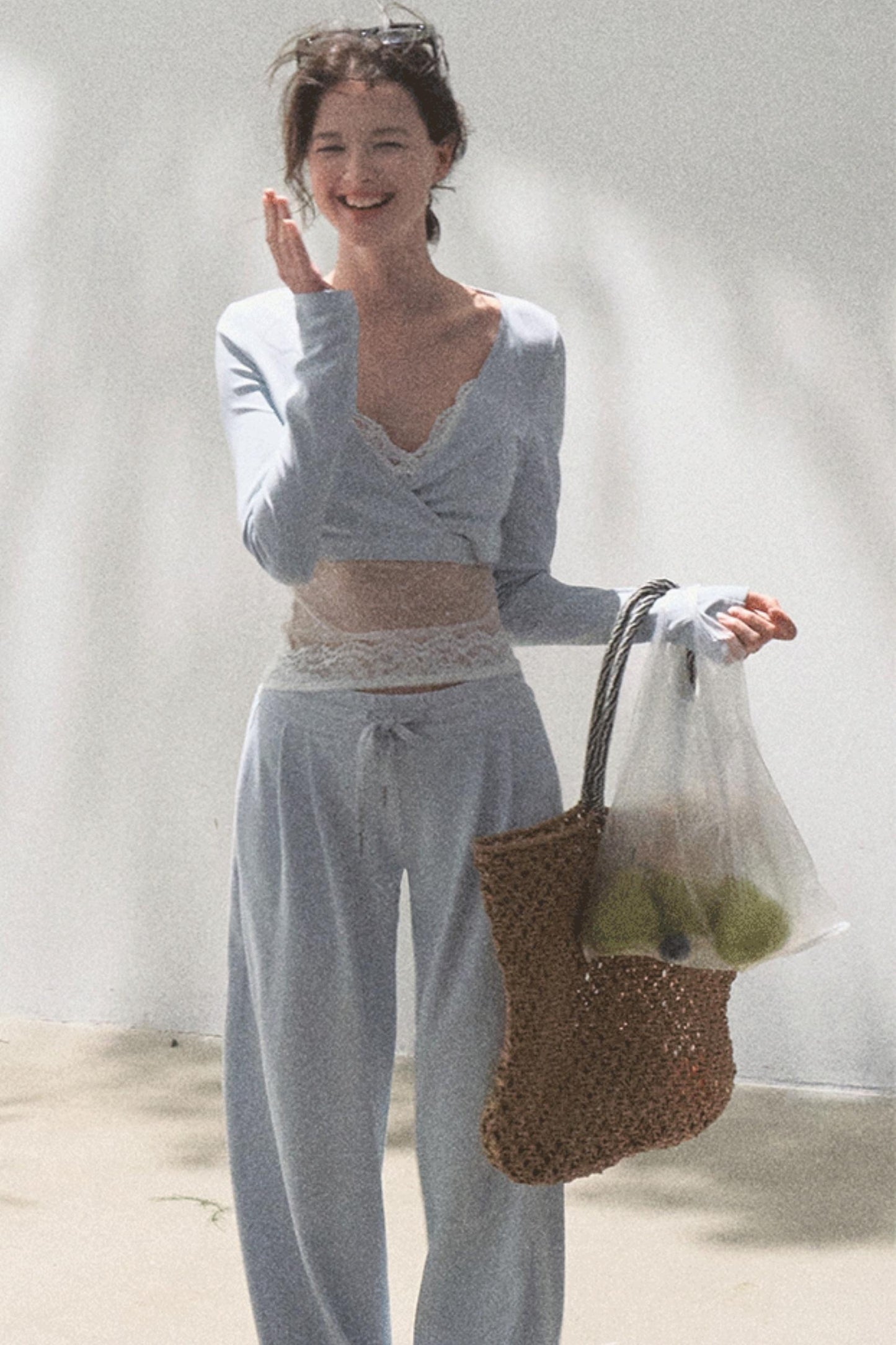 Cotton V-Neck Wide Leg Set-Up