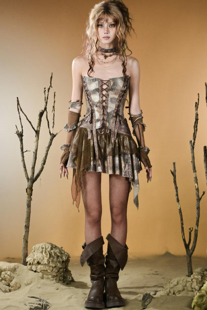 Gilded Snake Cutout Corset Blouse