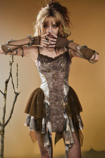 Gilded Snake Suspender Dress