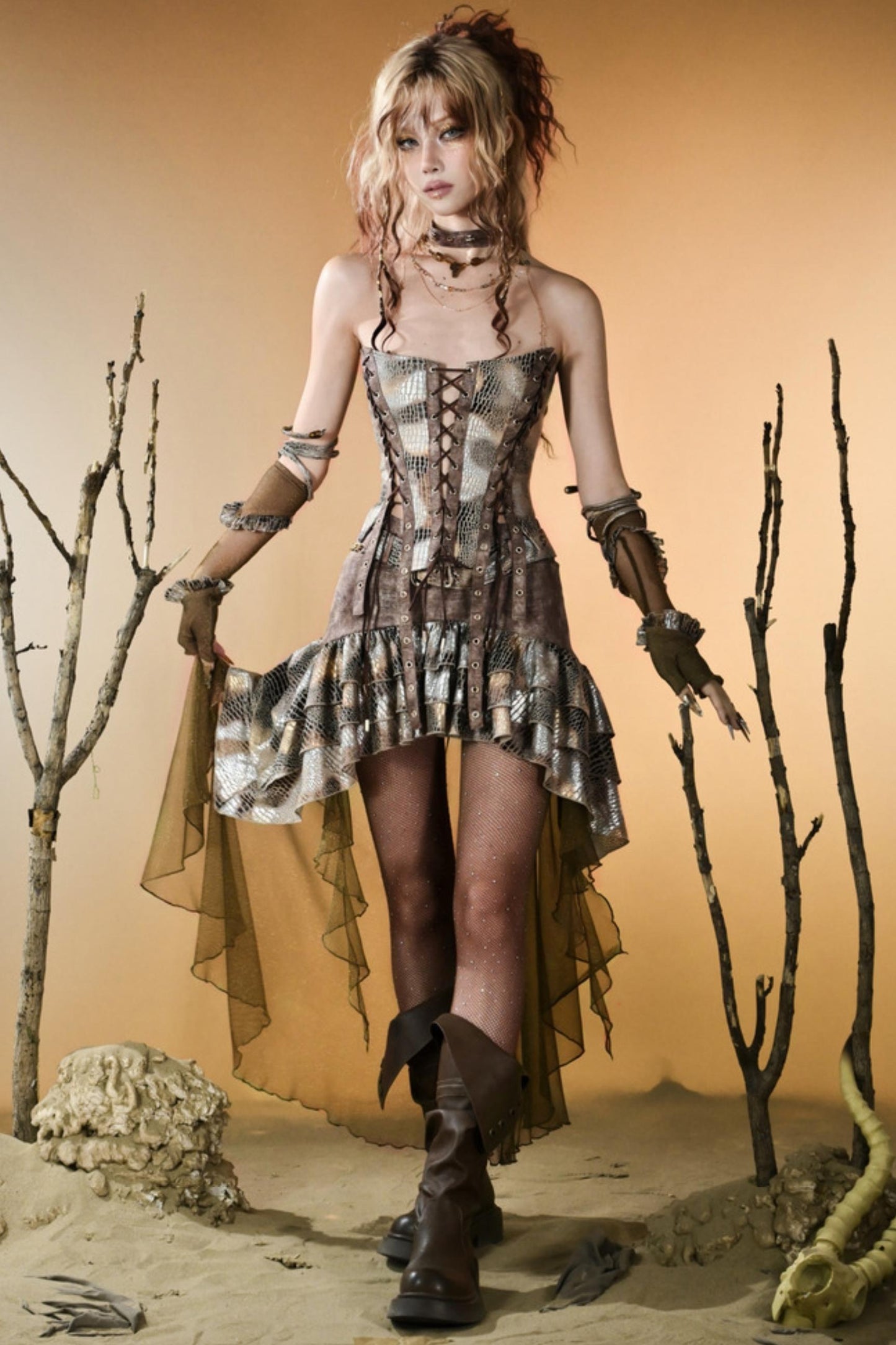 Gilded Snake Low-Waisted Skirt