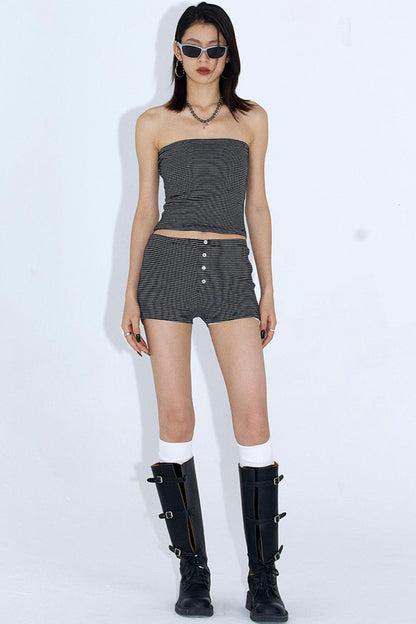 Slimming Striped Yoga Set with Shorts Set-Up