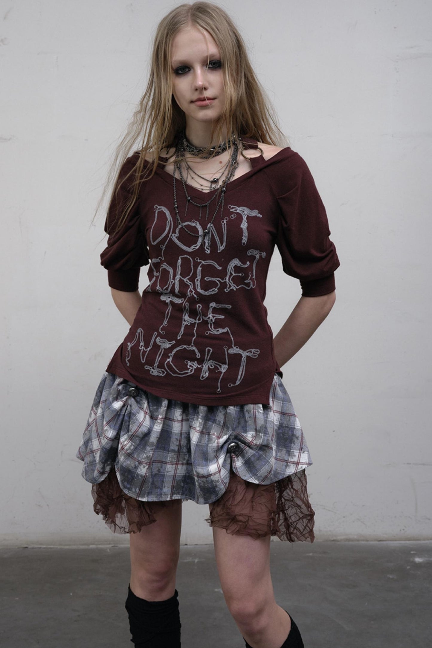 Straight silhouette Plaid Skirt