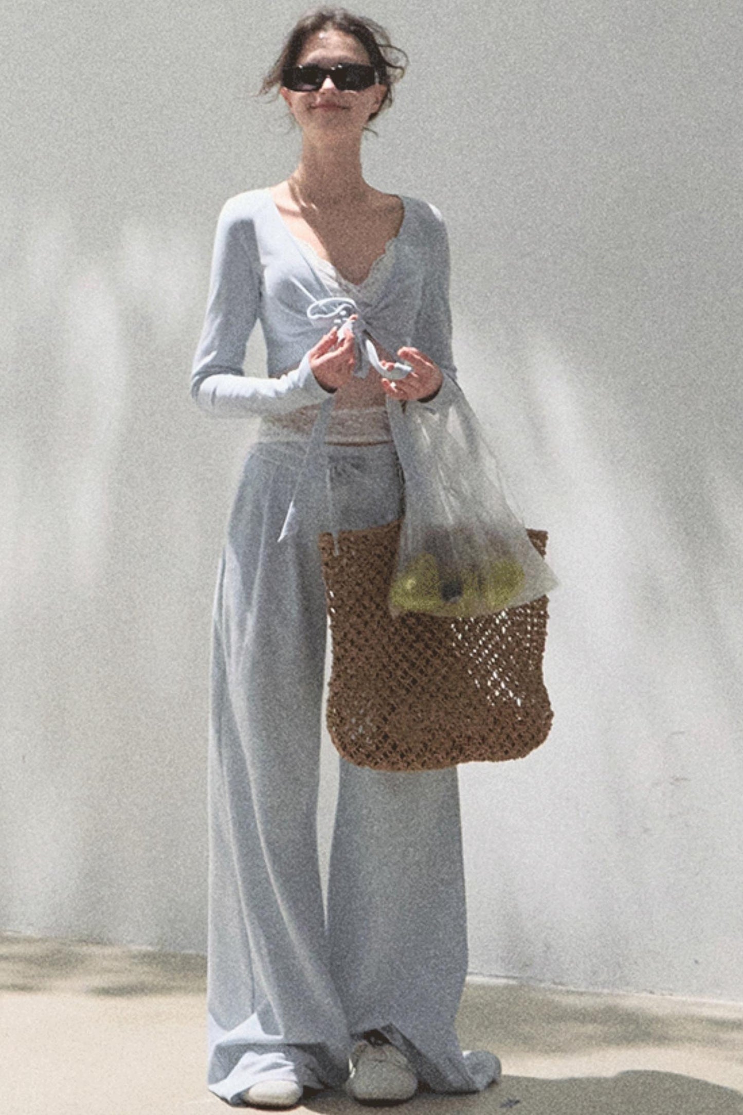 Cotton V-Neck Wide Leg Set-Up