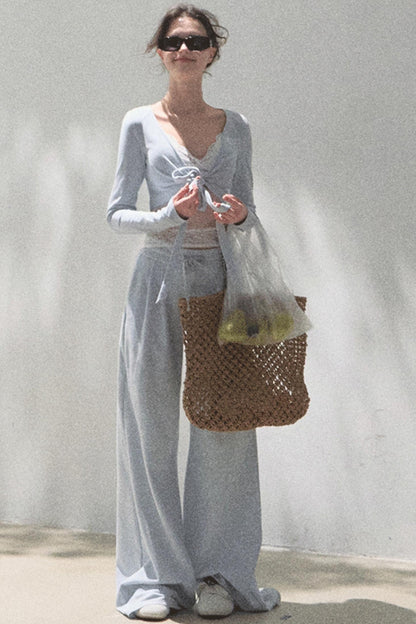 Cotton V-Neck Wide Leg Set-Up