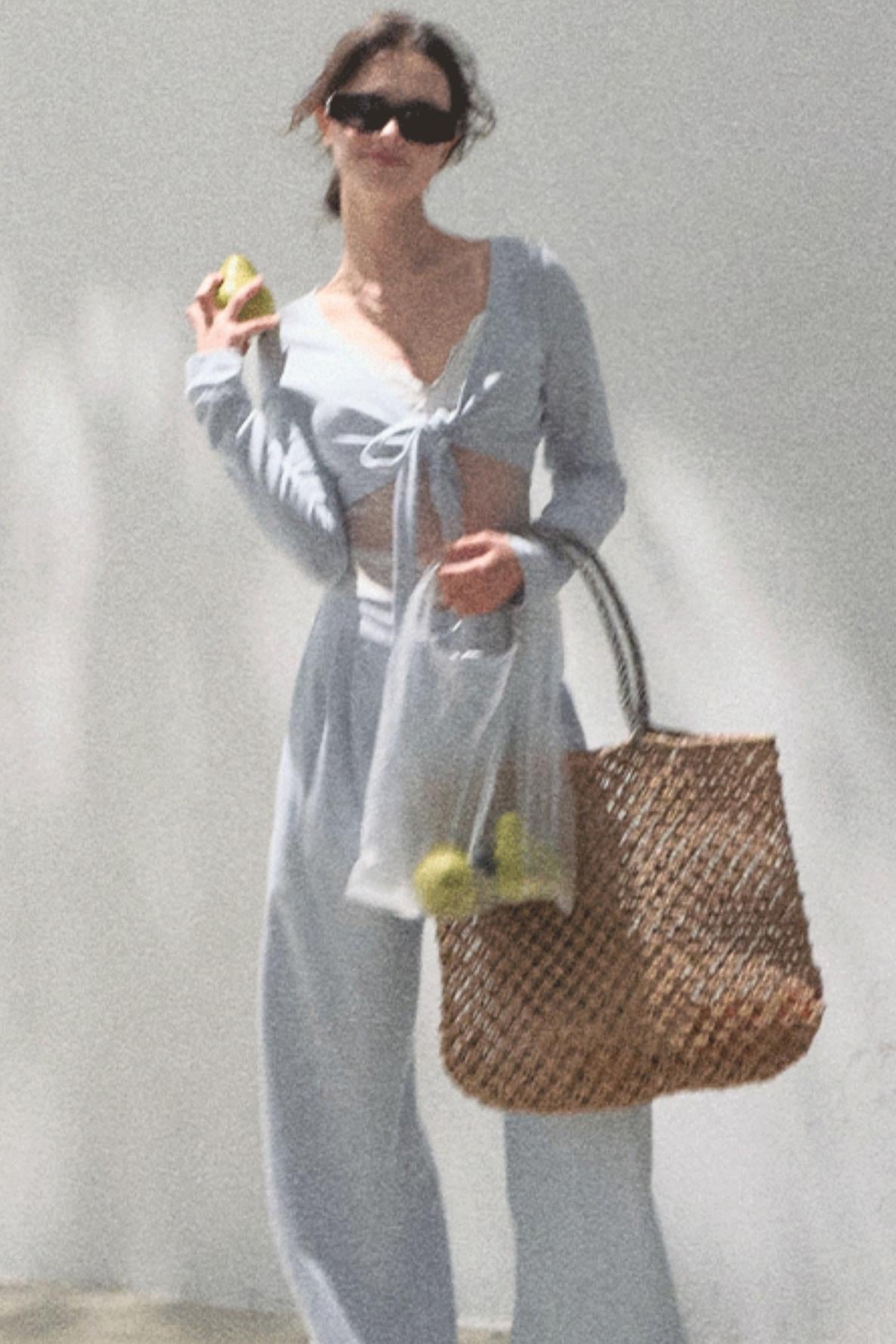 Cotton V-Neck Wide Leg Set-Up