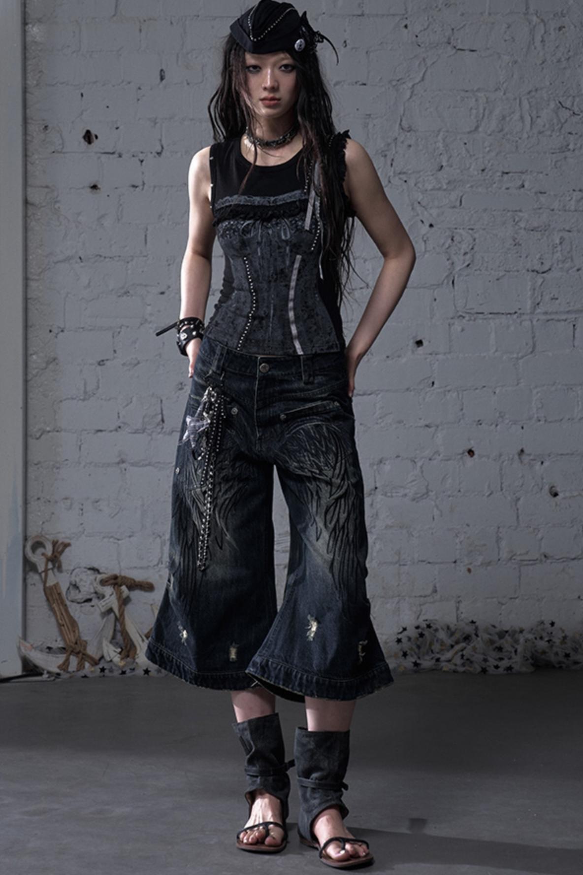 Winged Denim Trousers