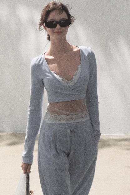 Cotton V-Neck Wide Leg Set-Up