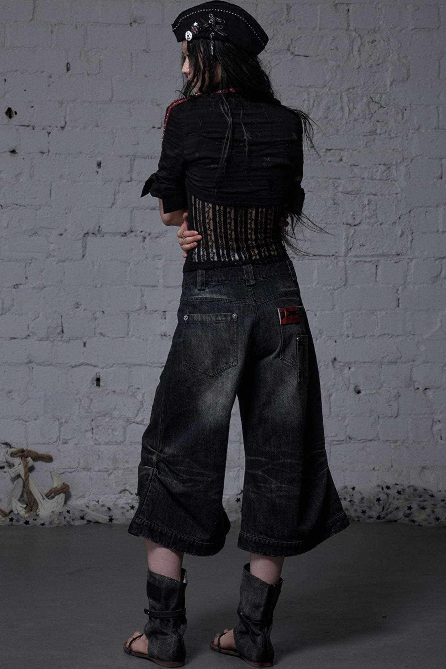 Winged Denim Trousers