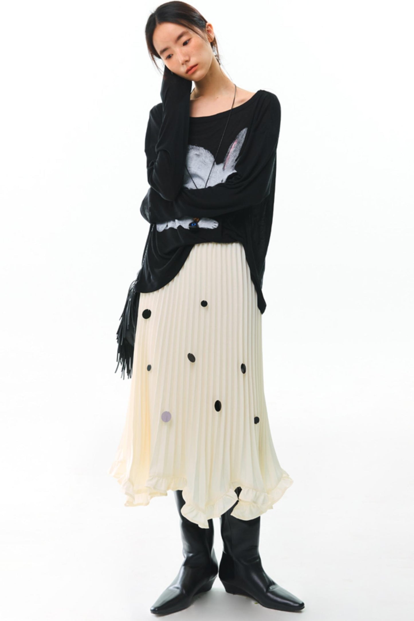 Hand-Painted Tencel Long Sleeve Top