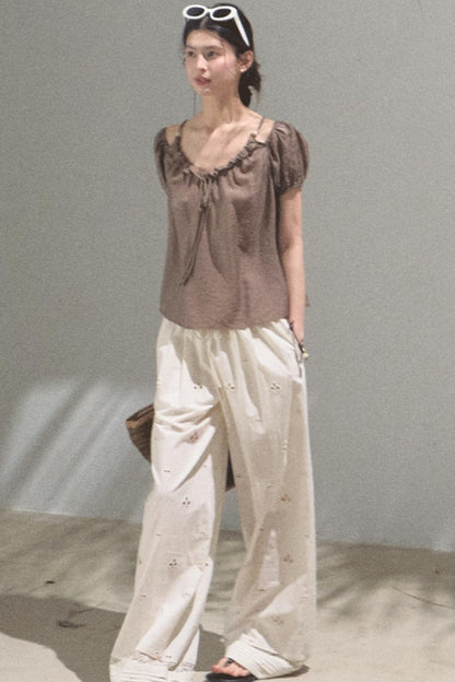 Self-Love Embroidered Summer Pants