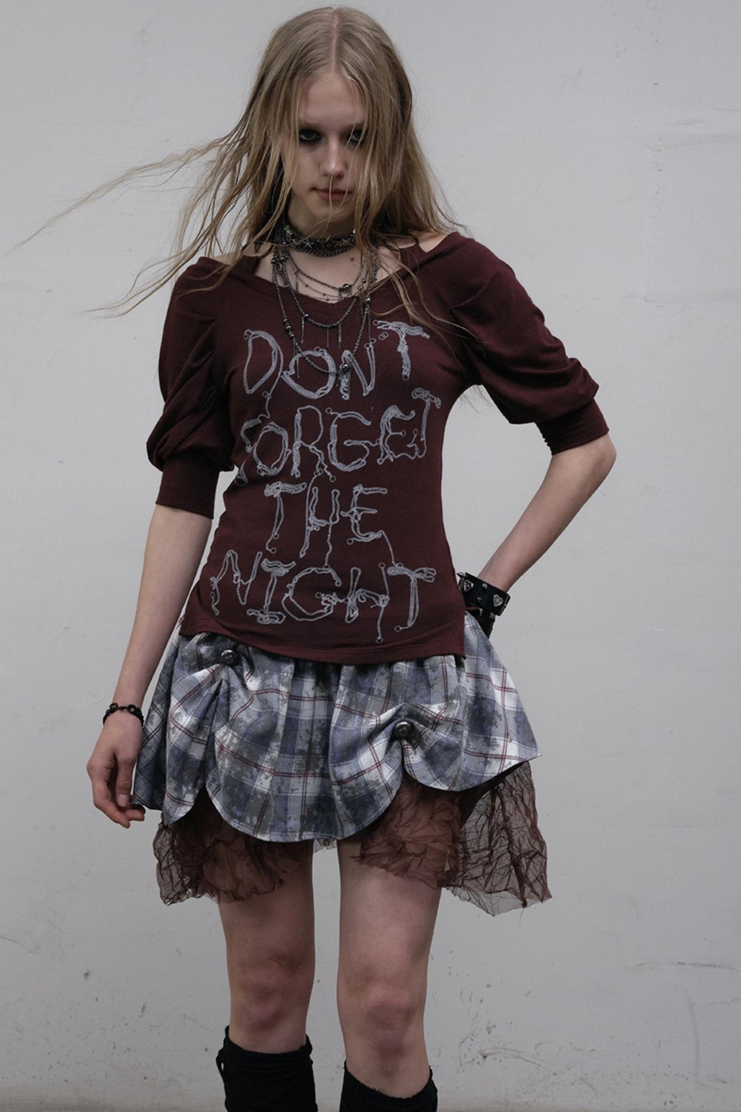 Straight silhouette Plaid Skirt